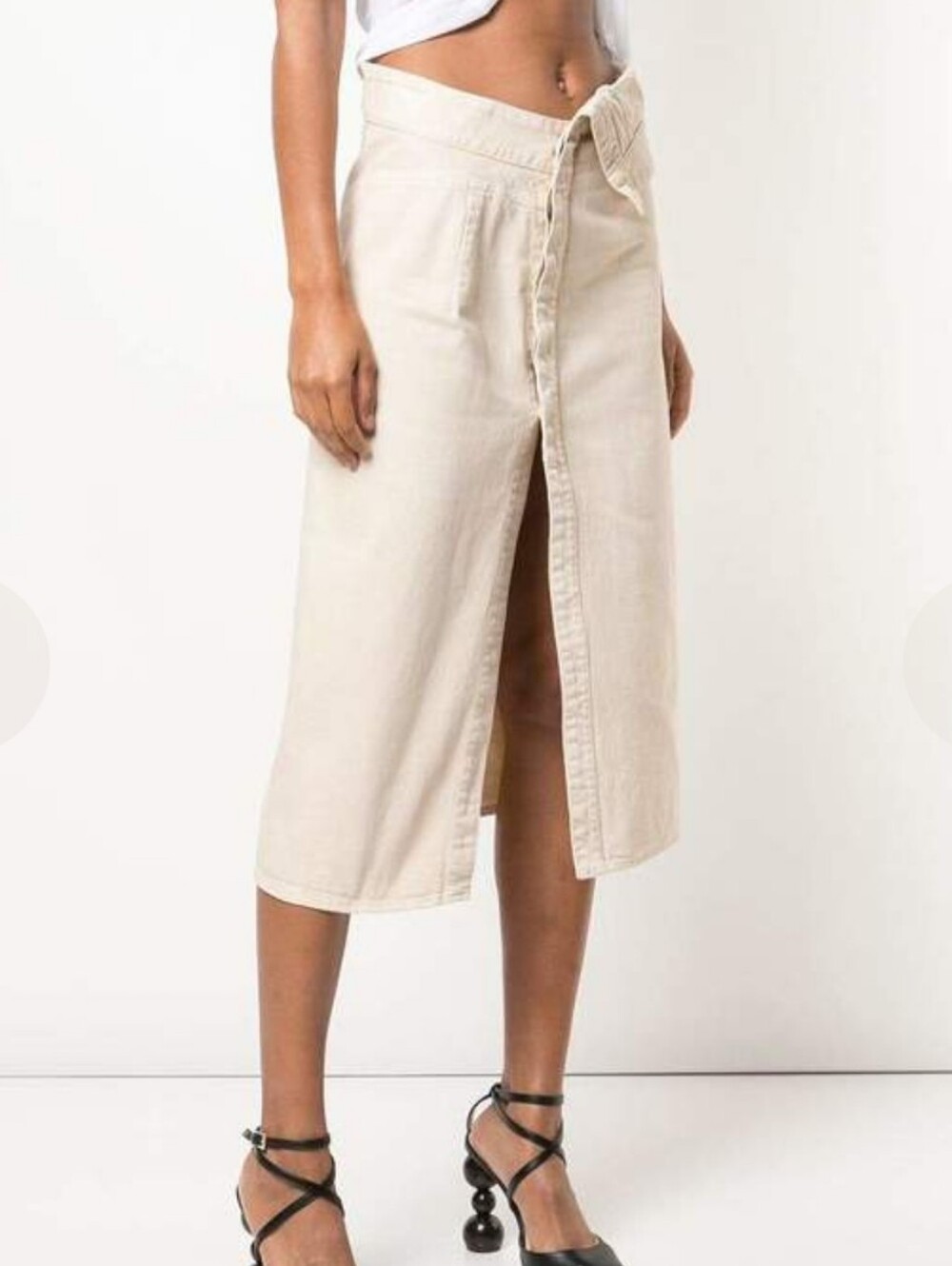 Jacquemus "La Jupe de-Nîmes" Crosswaist Midi Denim Skirt In White